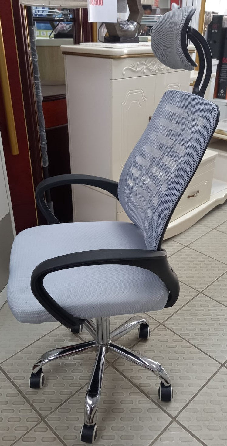 Chair Office Grey with Head Rest & Black Arm Rest P10