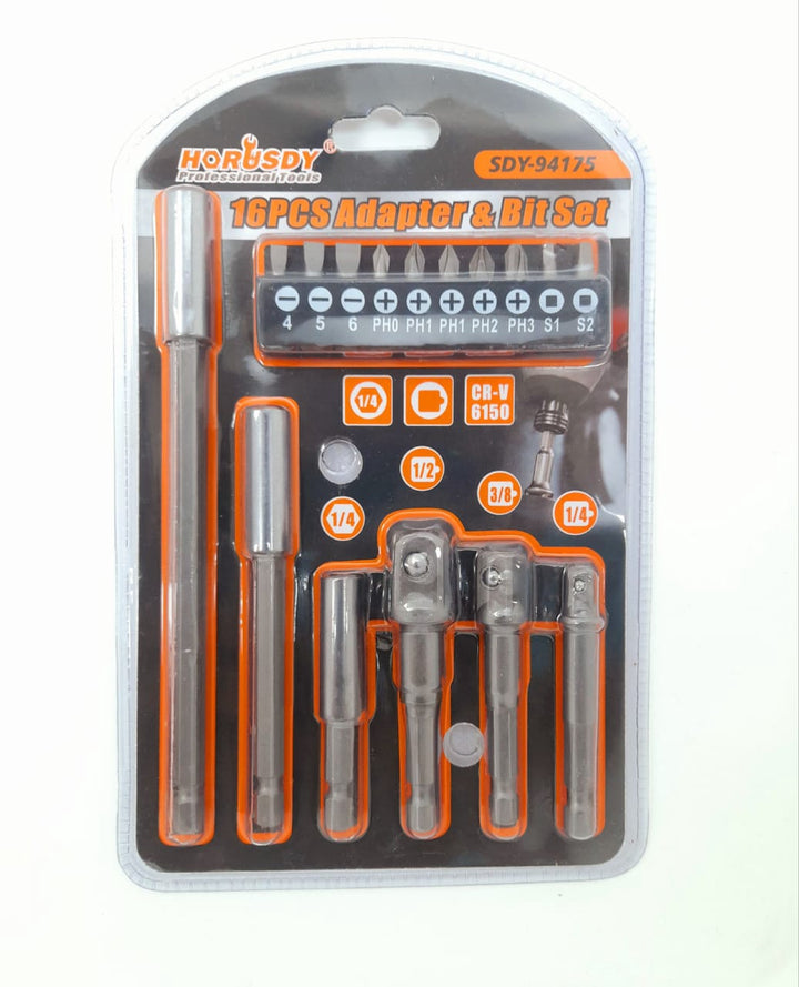 HORUSDY Bit Set & Adapter 16PCS SDY-94175