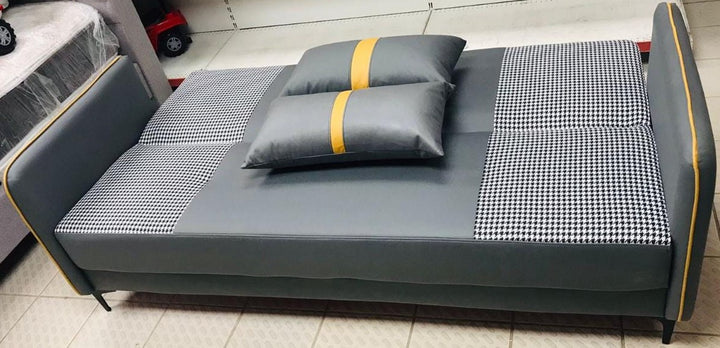 Sofa Bed with Pillows Grey Multi Color