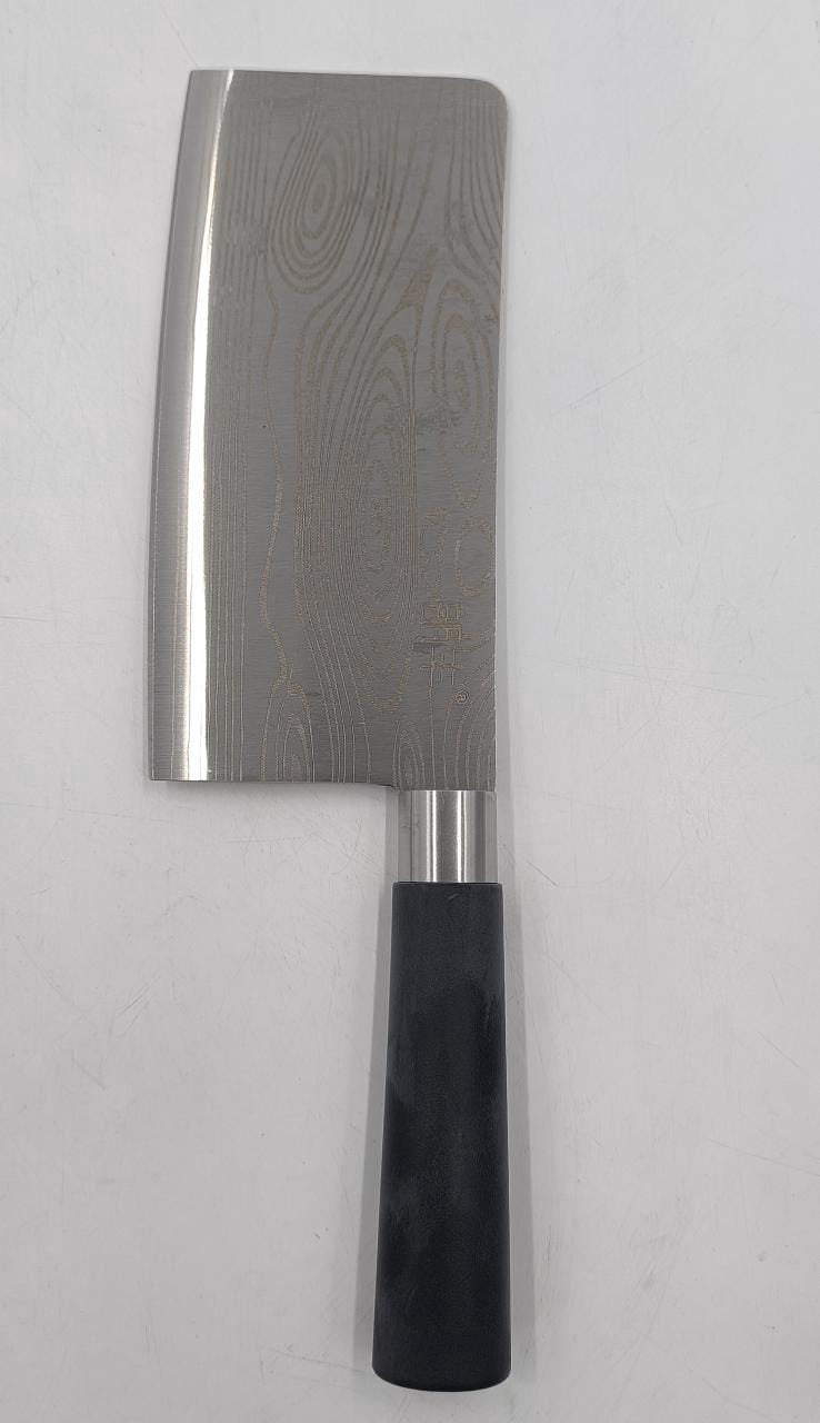 Knife Kitchen Chopper Black Handle Heavy (Thick Blade Square Tip)
