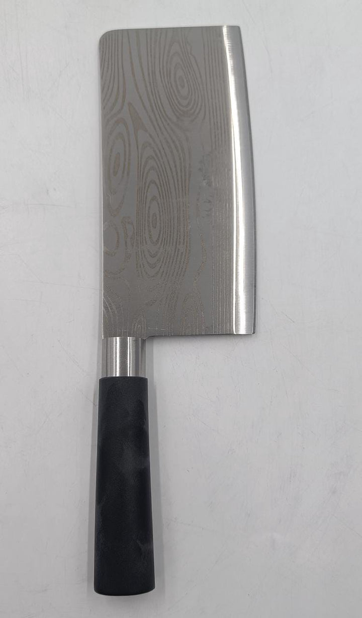 Knife Kitchen Chopper Black Handle Heavy (Thick Blade Square Tip)