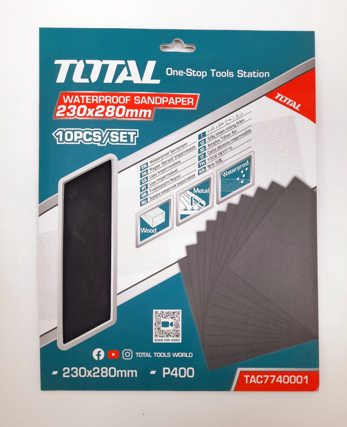 TOTAL Sand Paper P400 WATERPROOF10PCS Set TAC7740001