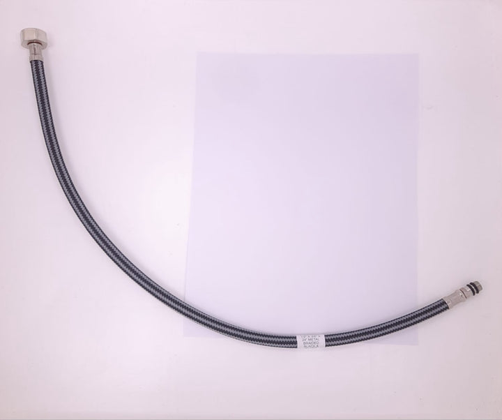Flex Hose 1/2" X 3/8" X 24" Metal Braided Silver