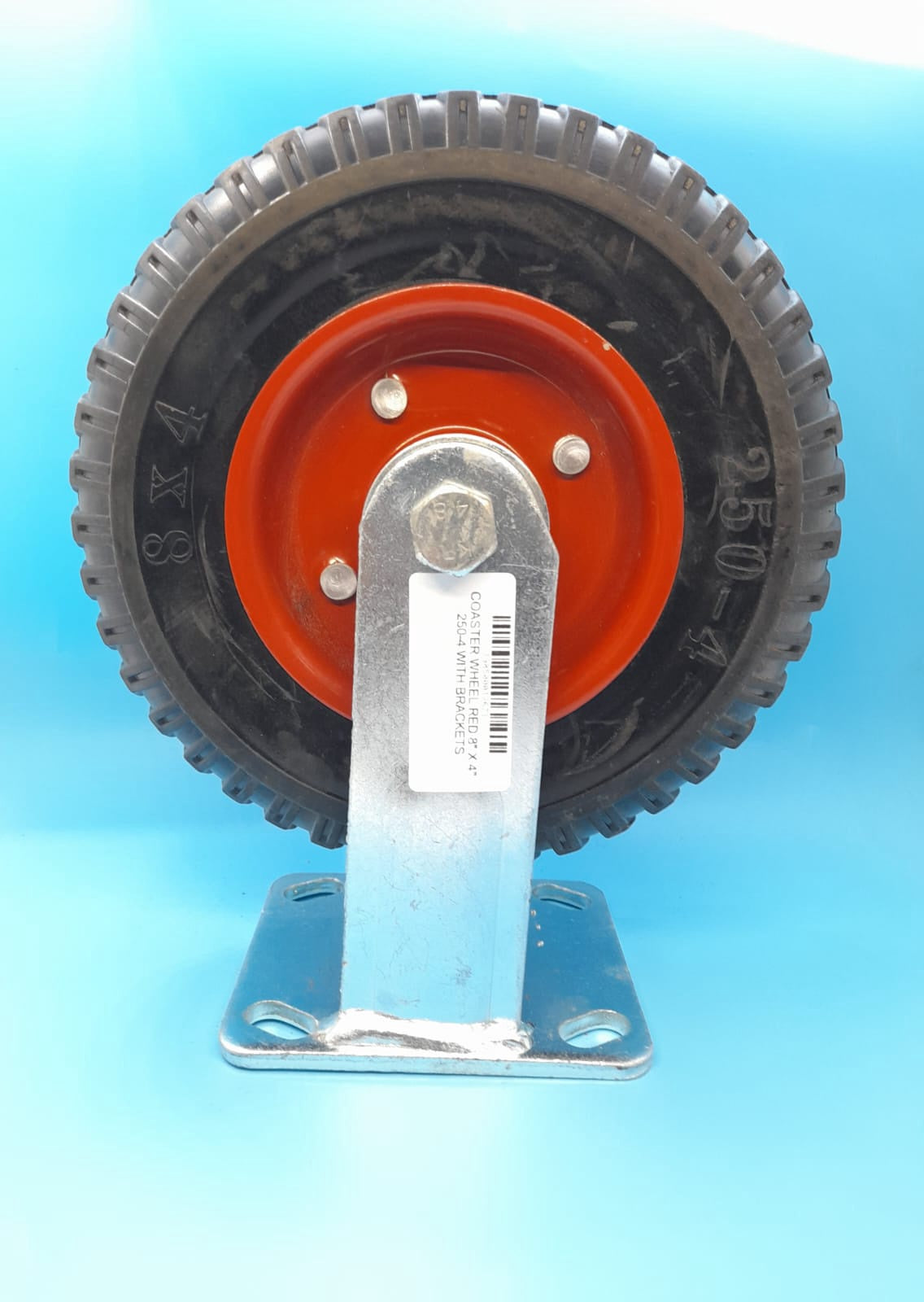 Coaster Wheel Red 8" X 4" 250-4 with Brackets