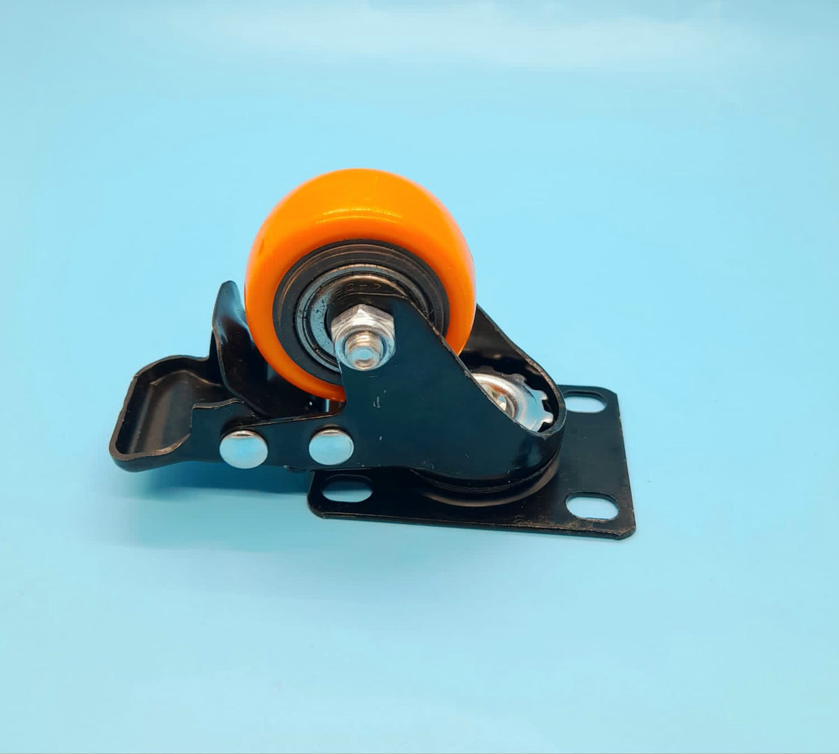 Wheel Coaster 1 1/2" Swivel W/BRAKES Orange
