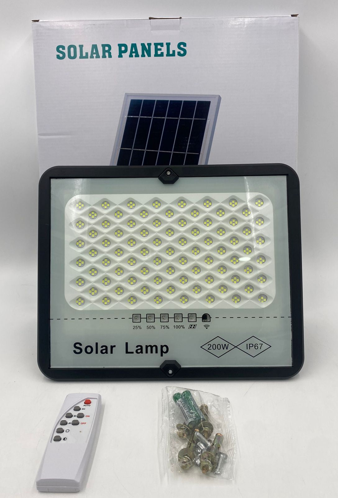 Lamp LED Solar Flood 200W IP67 with Solar Panel
