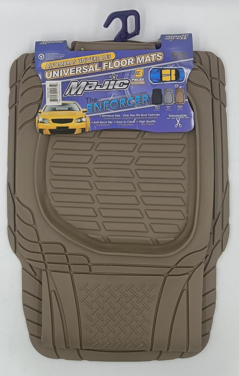 MAJIC Car Mat Universal 165 the Enforcer 3PCS Rubber Brown 5-SEATERS Trimmable