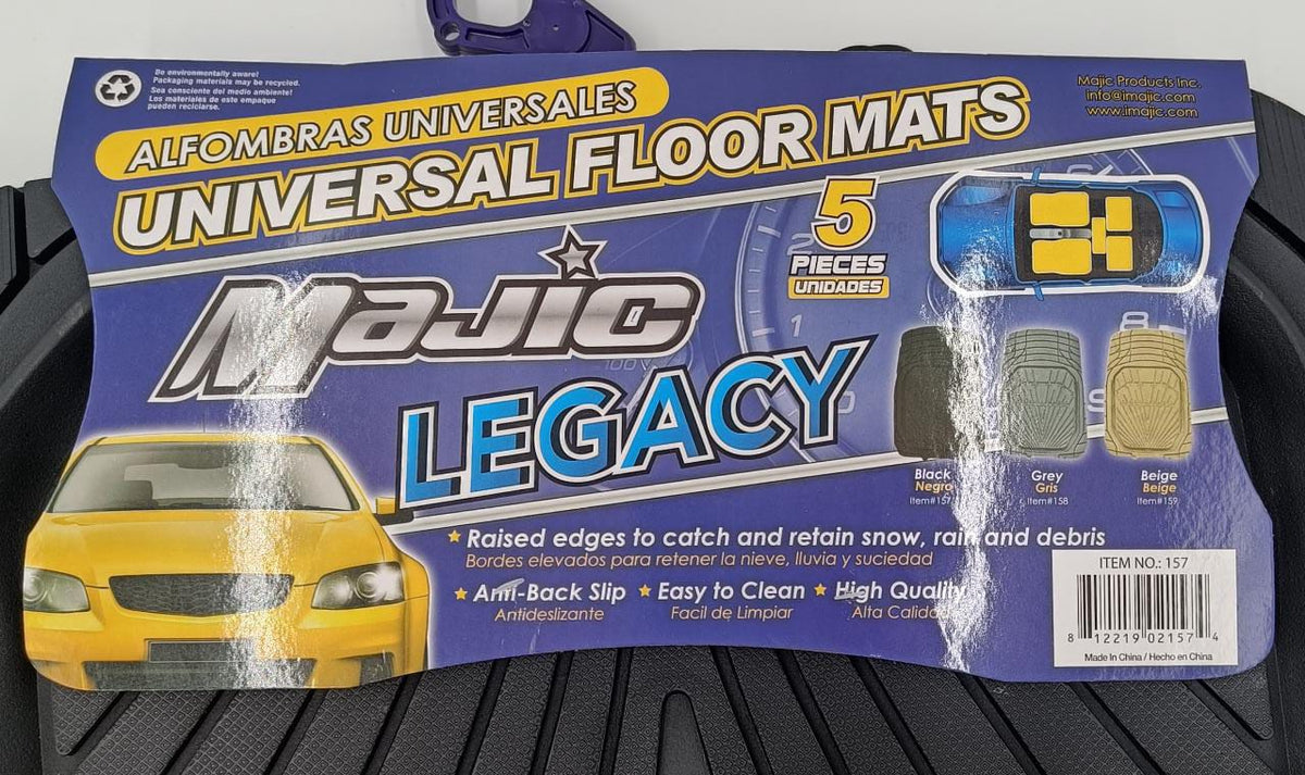 MAJIC Car Mat Universal 157 Legacy 5PCS Rubber Black 5-SEATERS +