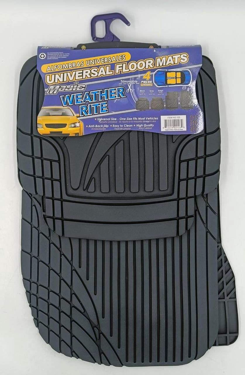 MAJIC Car Mat Universal 123 Weather Rite 4PCS Rubber Black 4-SEATERS +