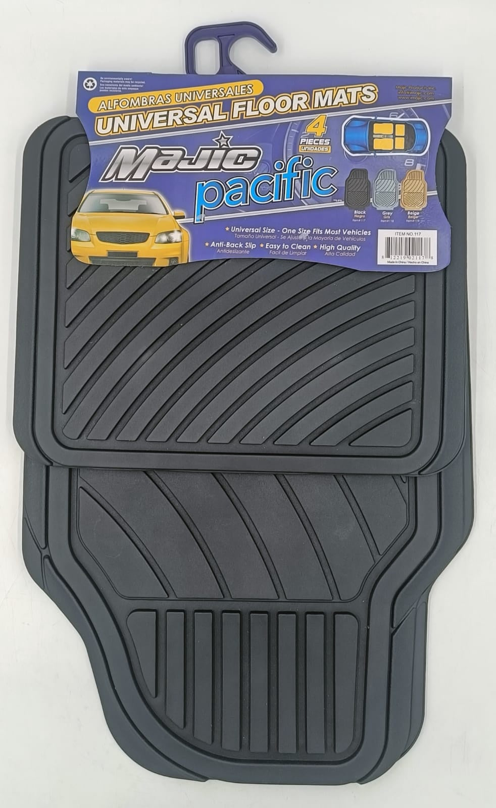 MAJIC Car Mat Universal 117 Pacific 4PCS Rubber Black 4-SEATERS +