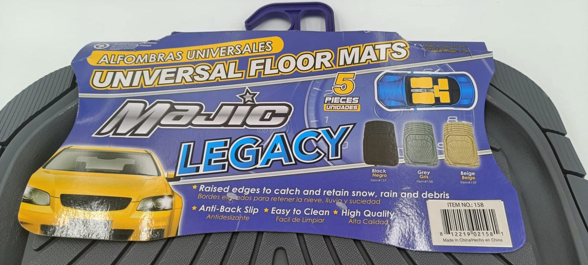 MAJIC Car Mat Universal 158 Legacy 5PCS Rubber Grey 5-SEATERS +