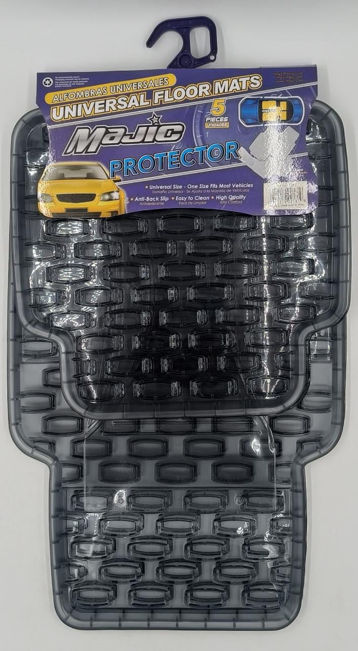 MAJIC Car Mat Universal 181 Protector 5PCS Rubber Clear Black Tinted 5-SEATERS +