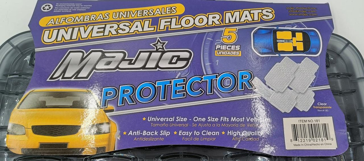 MAJIC Car Mat Universal 181 Protector 5PCS Rubber Clear Black Tinted 5-SEATERS +