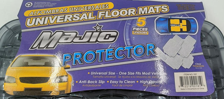 MAJIC Car Mat Universal 181 Protector 5PCS Rubber Clear Black Tinted 5-SEATERS +