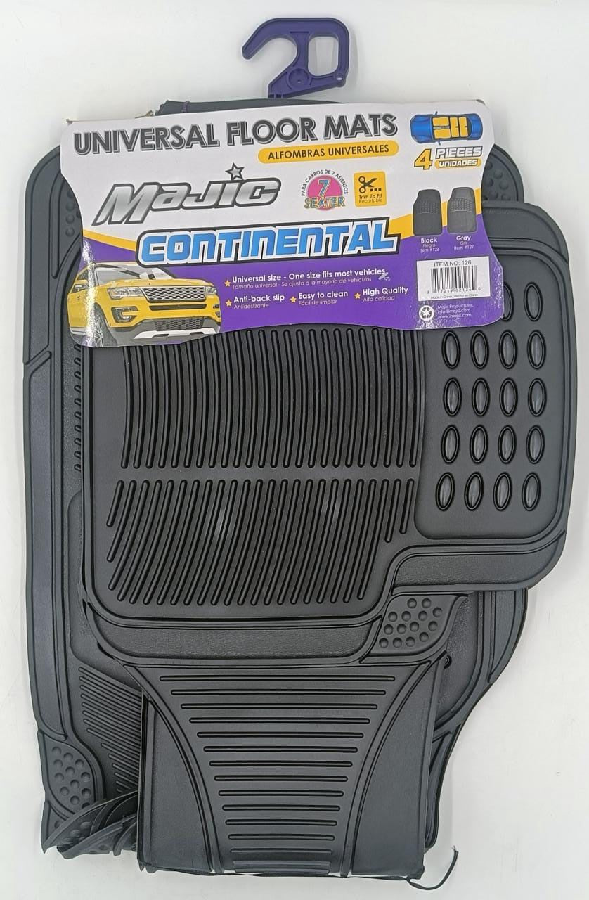 MAJIC Car Mat Universal 126 Continental 4PCS Rubber Black 7-SEATERS +