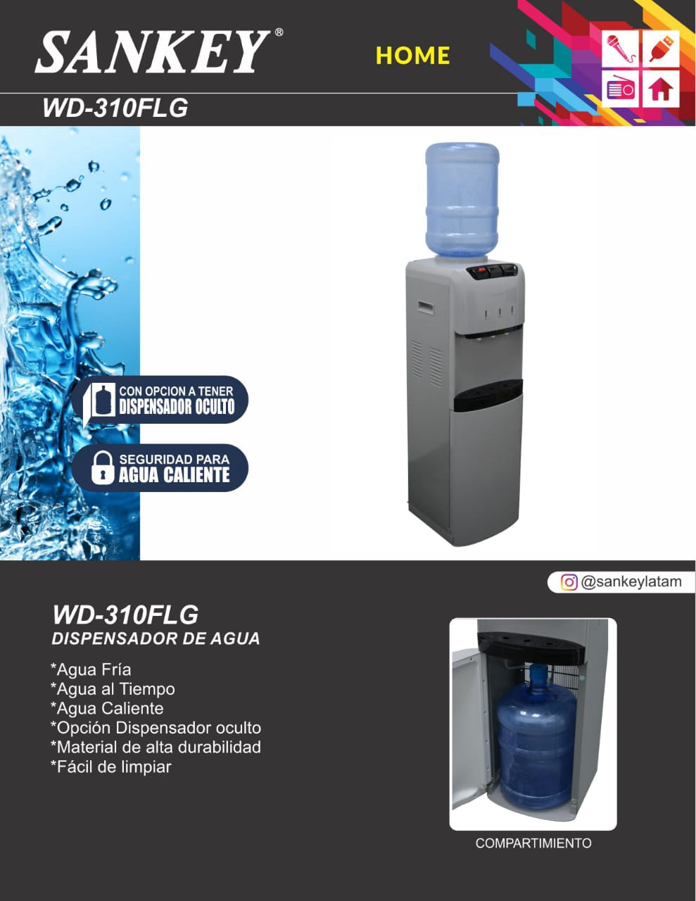 SANKEY Water Dispenser WD-310FLG with Storage