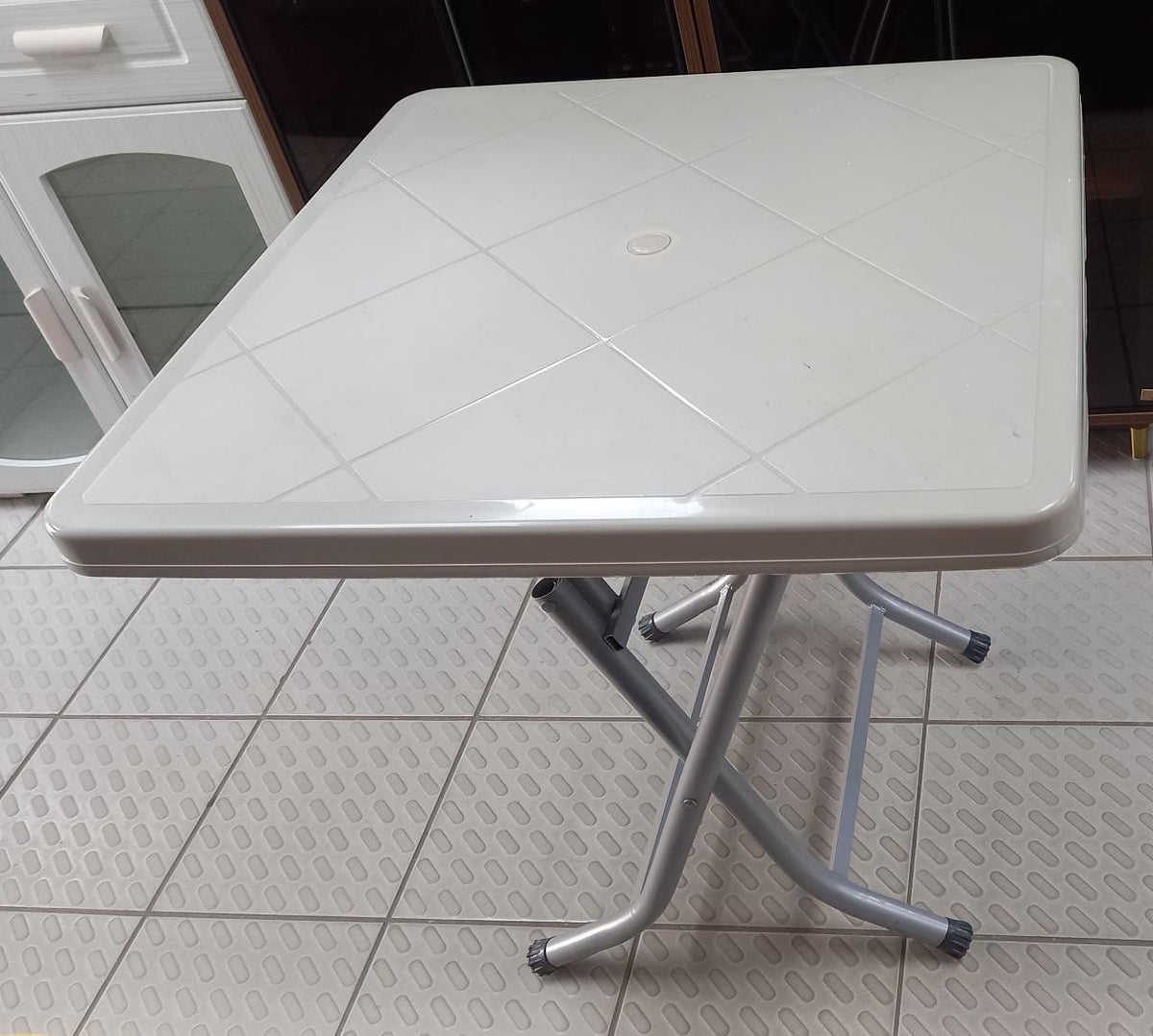 Plastic Table Folding 80X80 Beig Made IN Turkiye