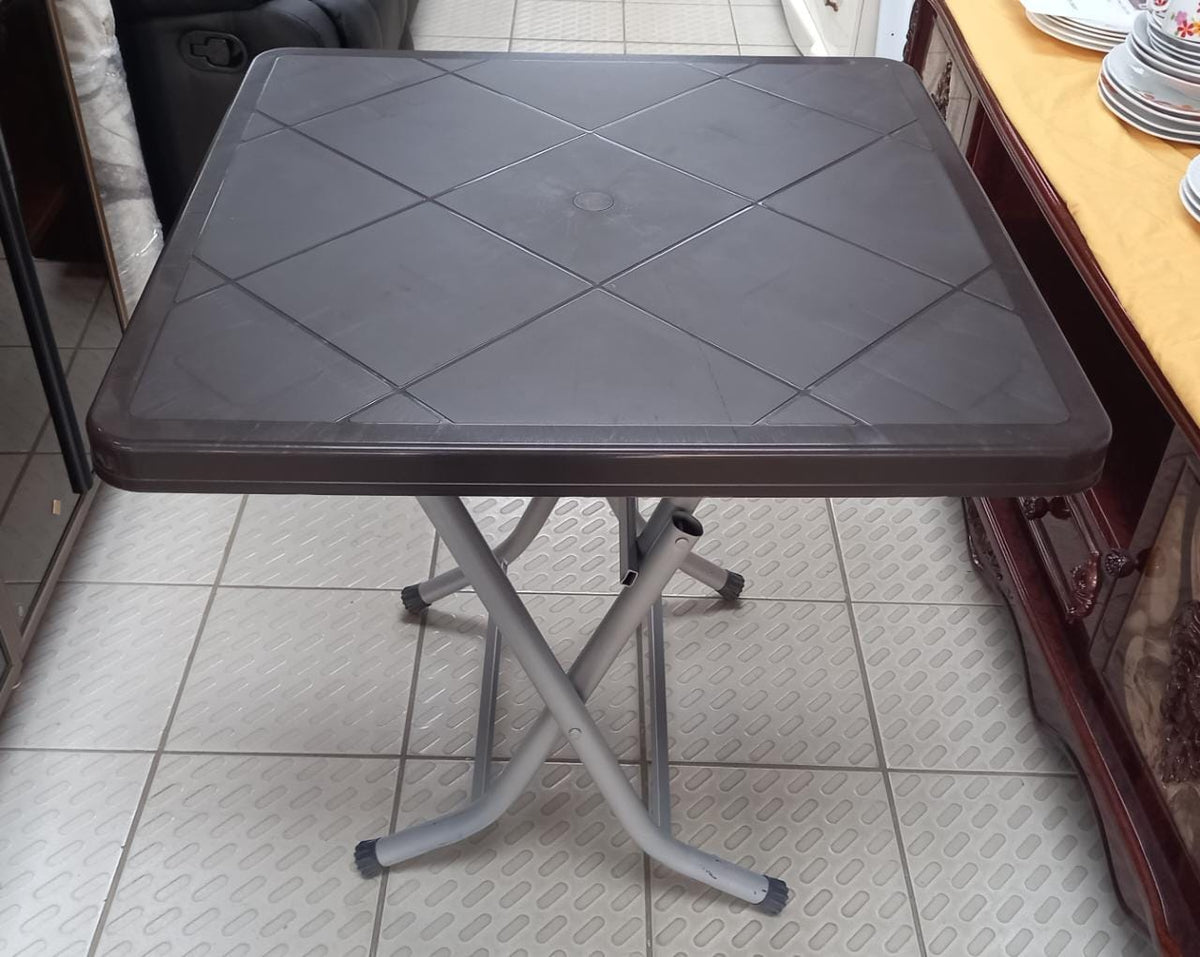 Plastic Table Folding 80X80 Brown Made IN Turkiye