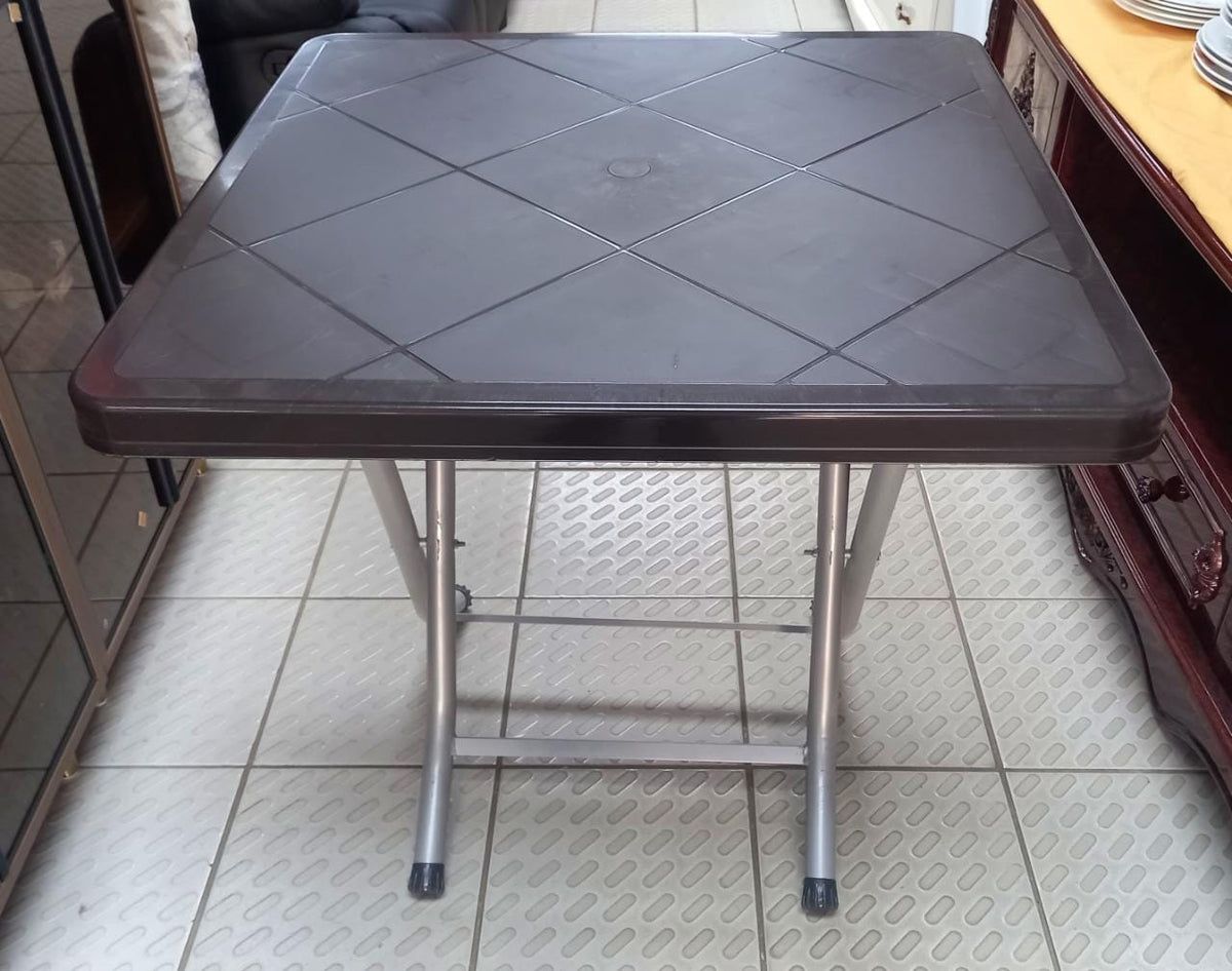 Plastic Table Folding 80X80 Brown Made IN Turkiye