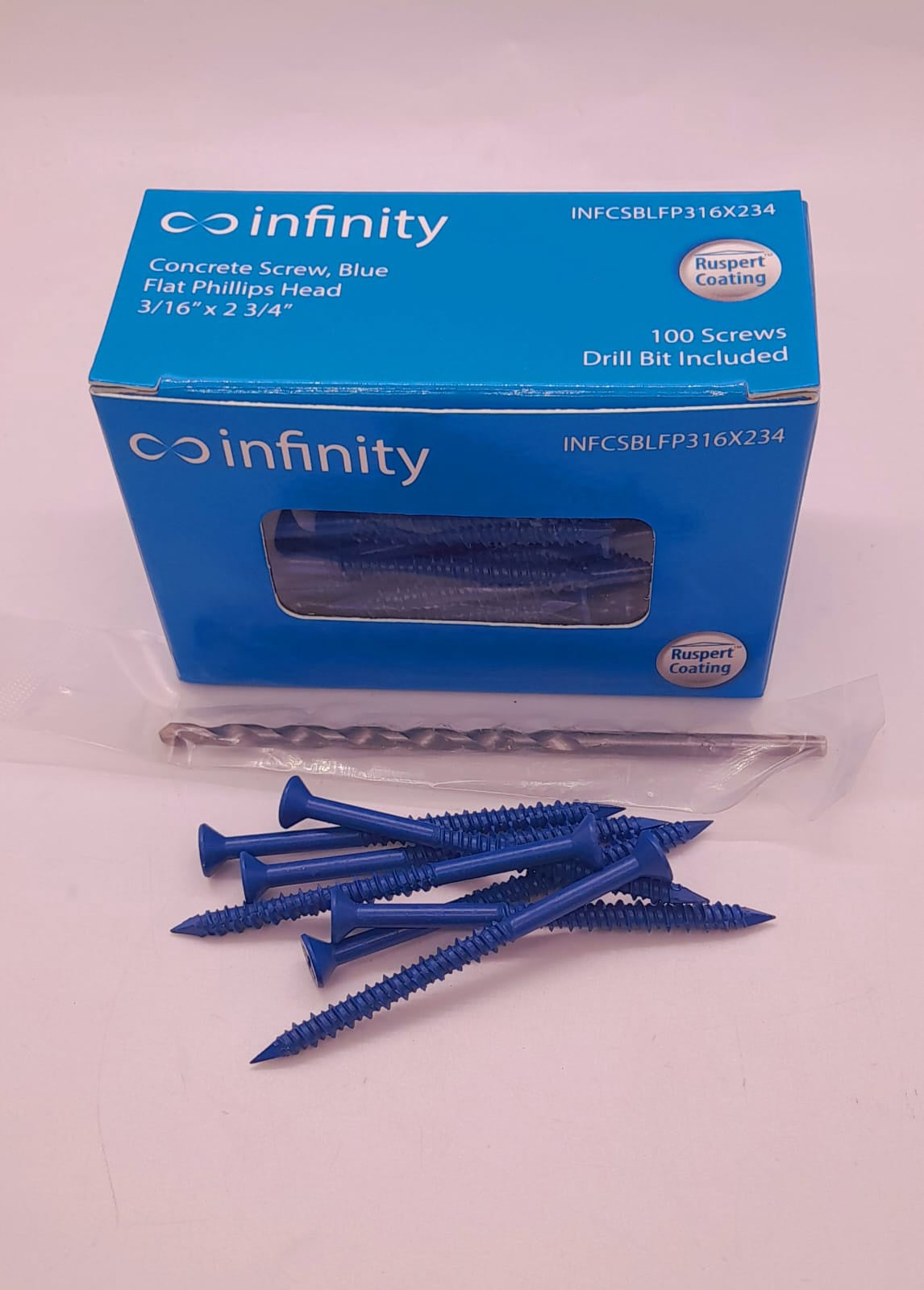 INFINITY Screw Concrete Blue 3/16"X2 3/4" Box 100PCS