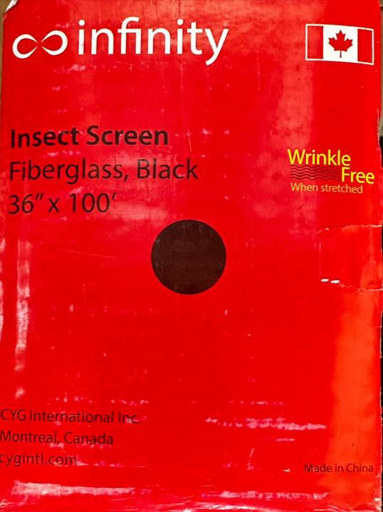 INFINITY Mesh Safe Insect Screen Fibreglass Black 36" X 100' Roll INFSG36100B