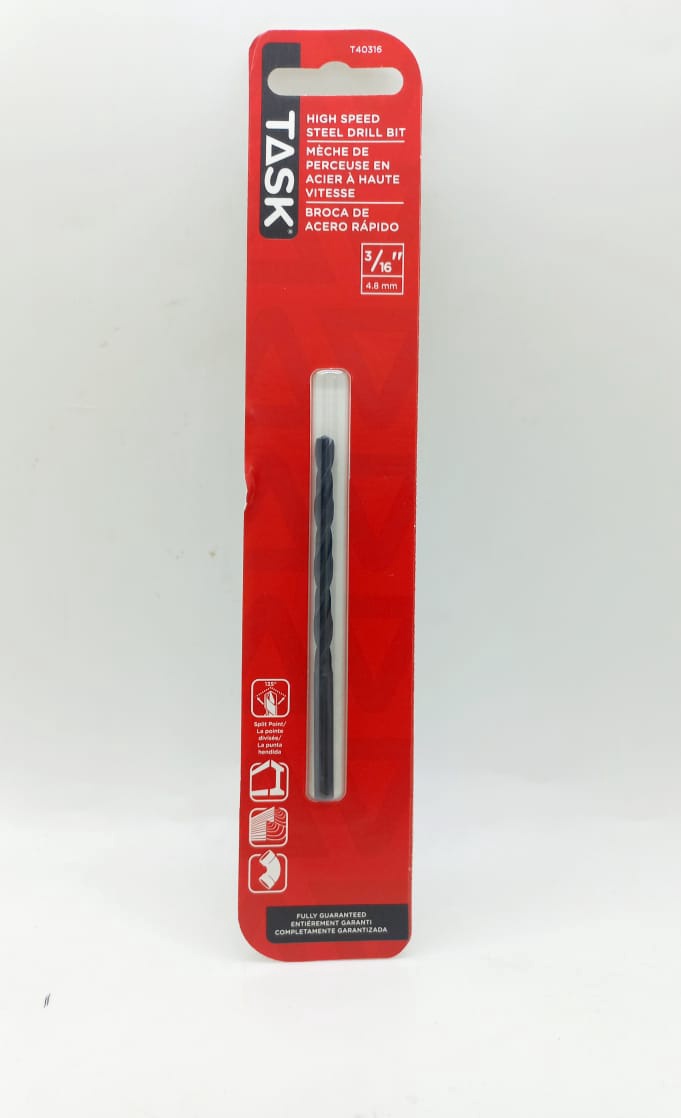 TASK Drill Bit Metal Hss 3/16" T40316