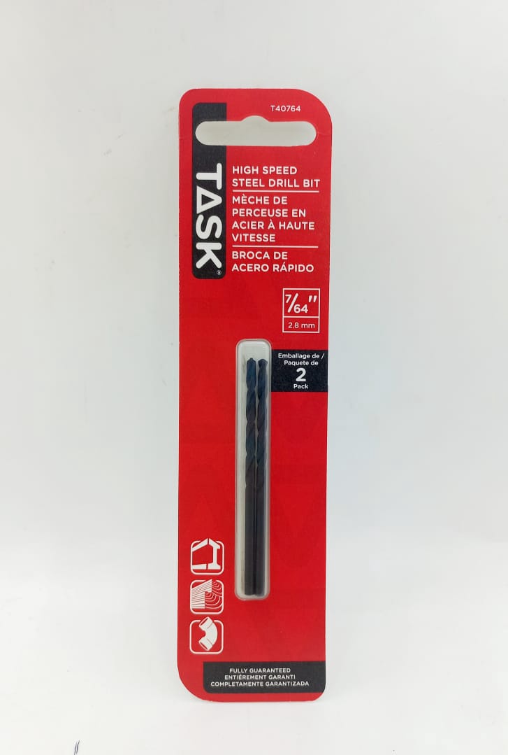 TASK Drill Bit Metal Hss 7/64" T40764 2PC Pk