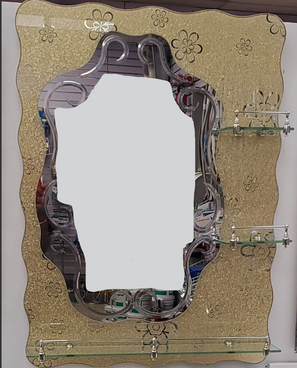 Mirror Dec 19" X 27"/23 X 31" 3 Shelf #9830 Gold