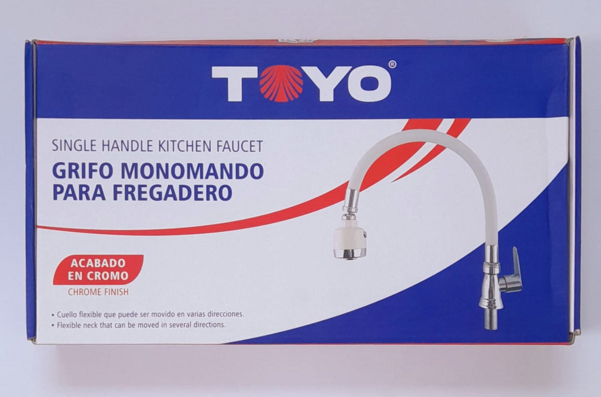 TOYO Goose Neck Faucet 1/2" Flex Head White & Nickle FR-21518