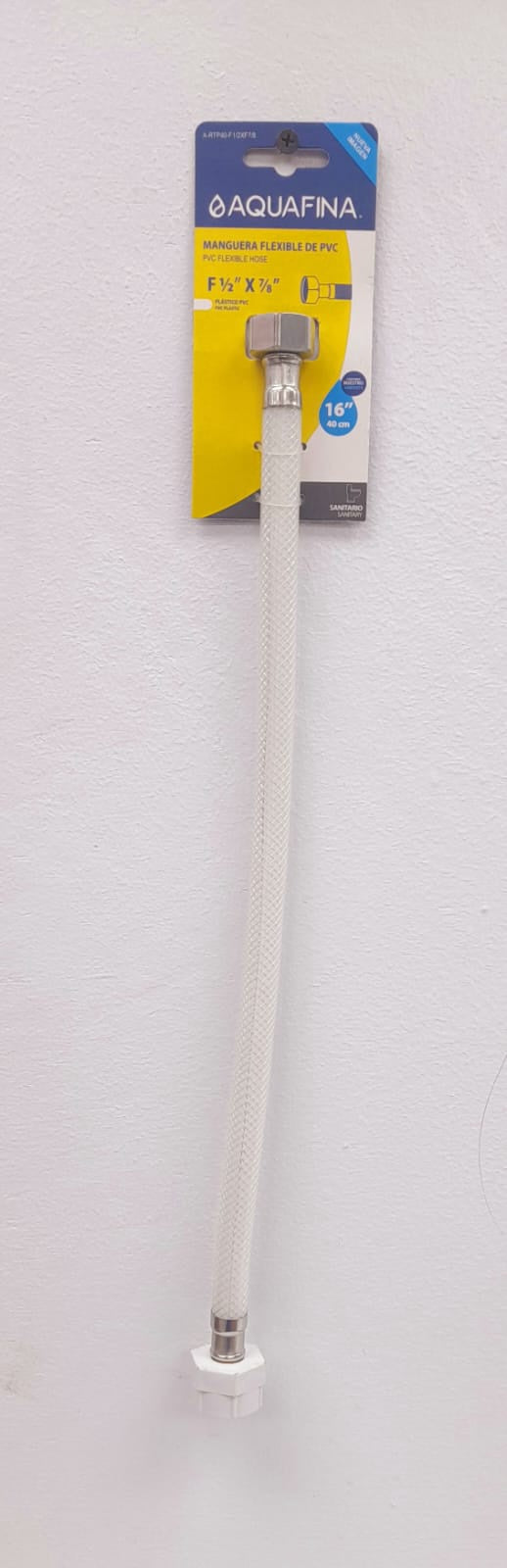 AQUAFINA BLUE Flex Hose 1/2" X 7/8" X 16" PVC Aquafina A-RTP40-F1/2XF7/8