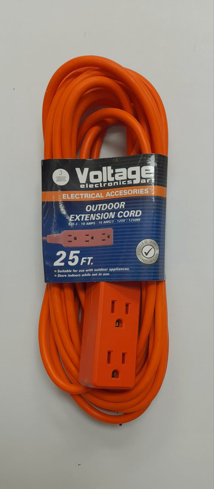 VOLTAGE Extension Cord Outdoor 25FT Orange 25FT/W/S