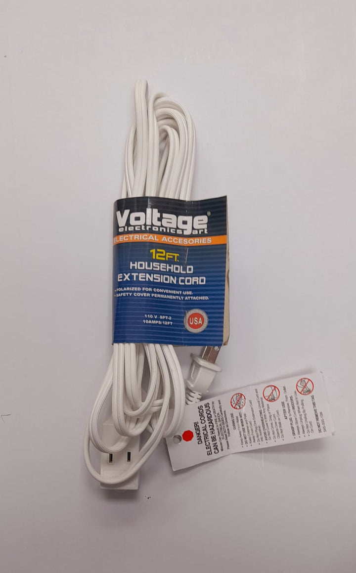 VOLTAGE Extension Cord 12FT/IN White Light 2 Pin