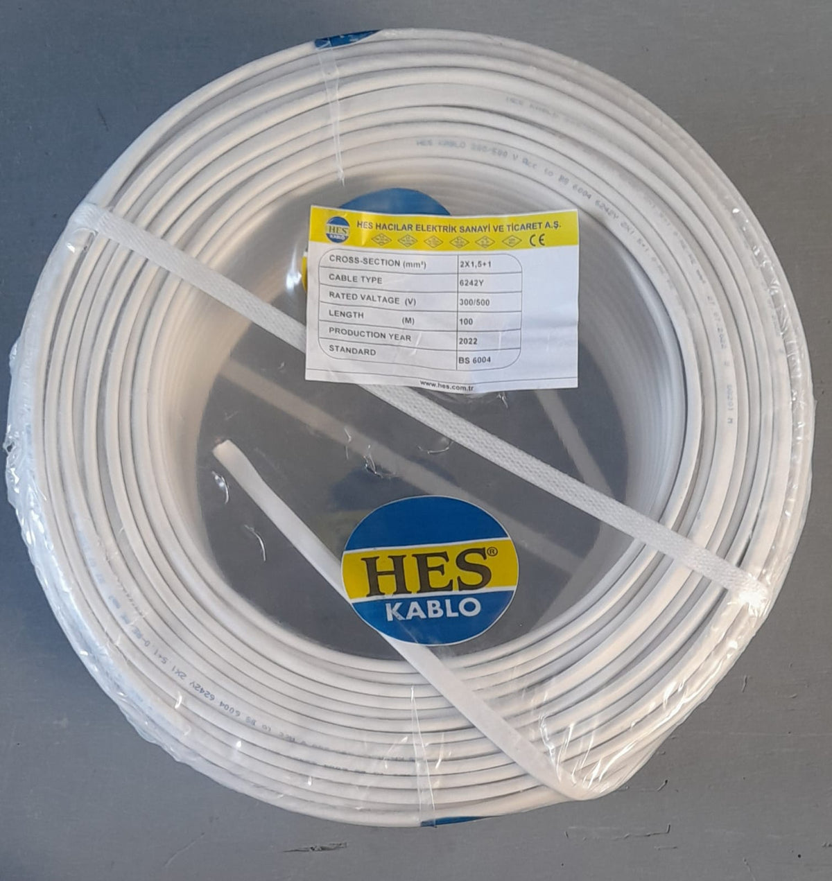 HES Cable 1.5MM 2CORE Flat with Earth Turkey 100M Roll
