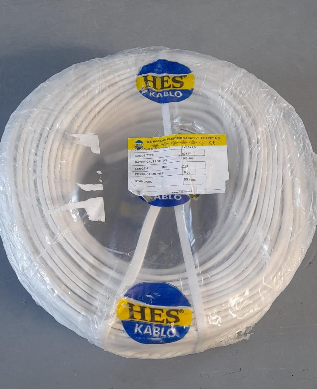 HES Cable 2.5MM 2CORE Flat with Earth Turkey 100M Roll