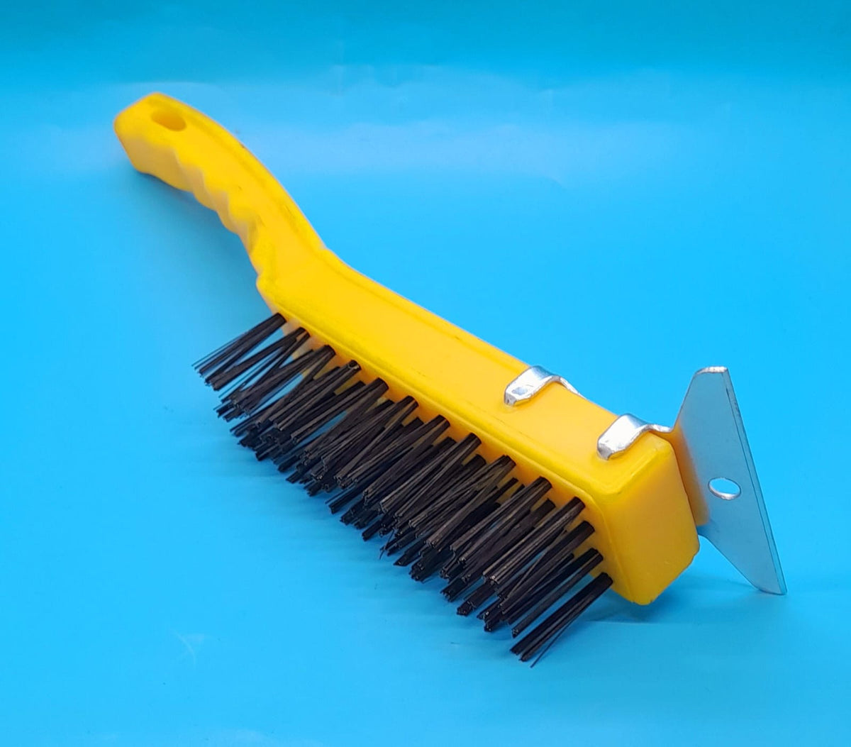 Wire Brush 4 Row Yellow Plastic with Scraper