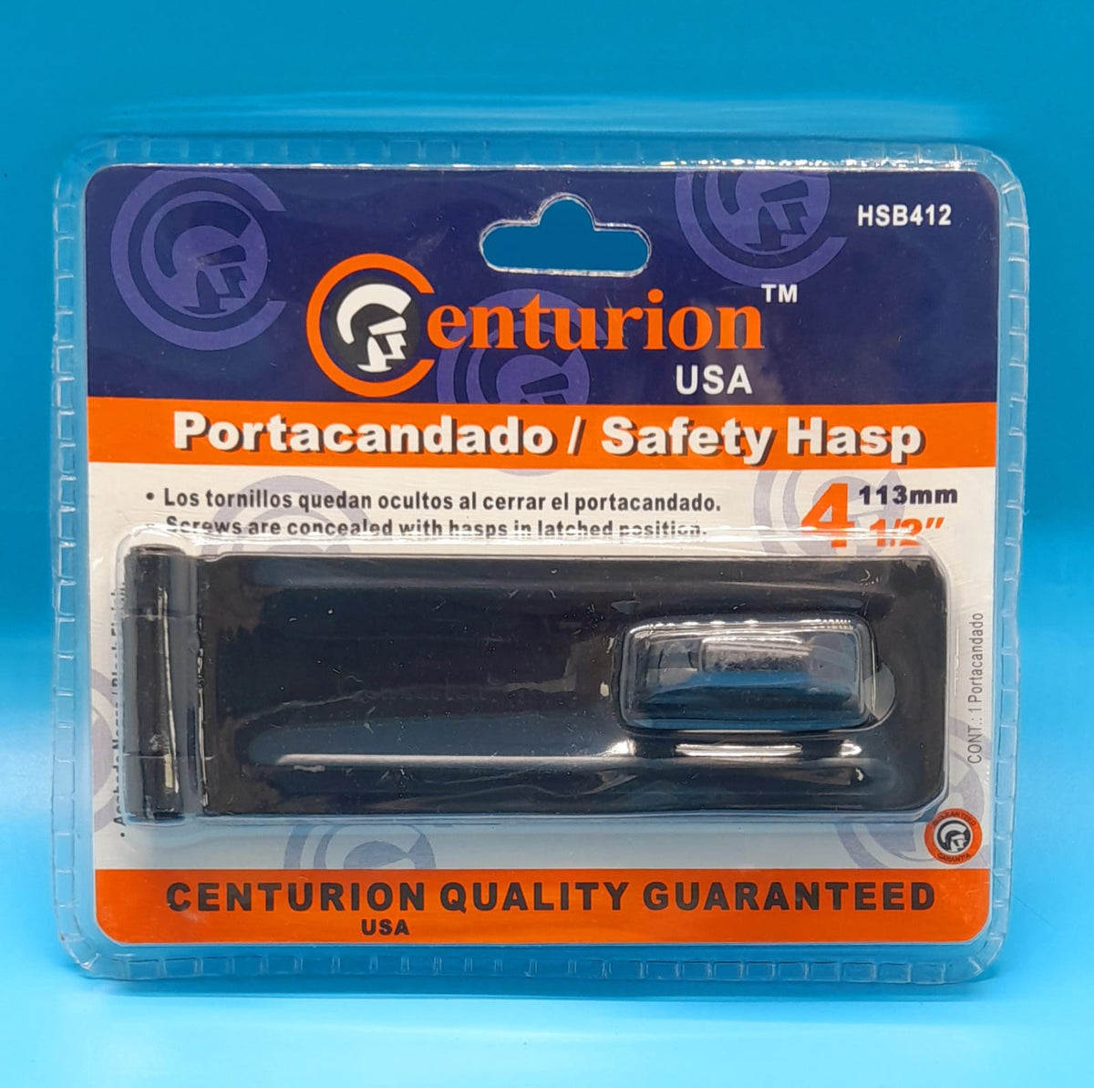 CENTURION Hasp & Staple 4 1/2" Black #HSB412