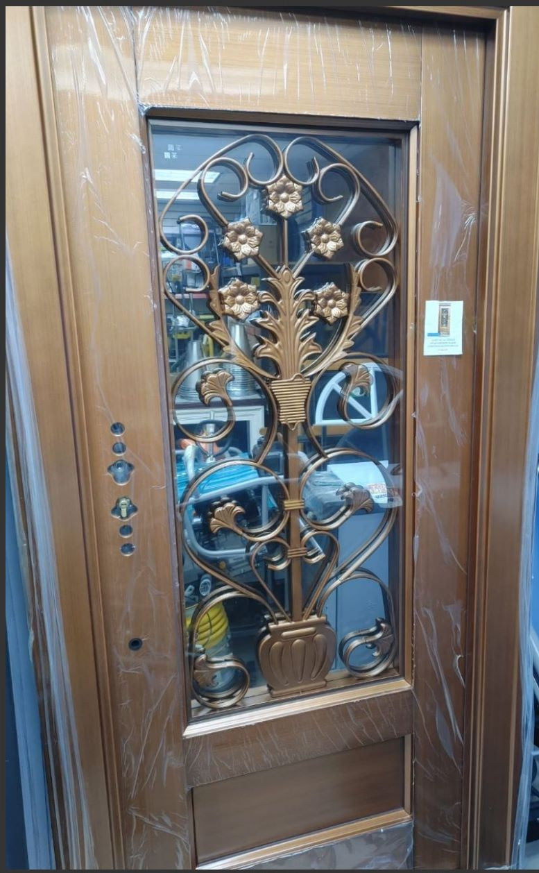 Door Metal Single Brass Design Glass 2050X960 R