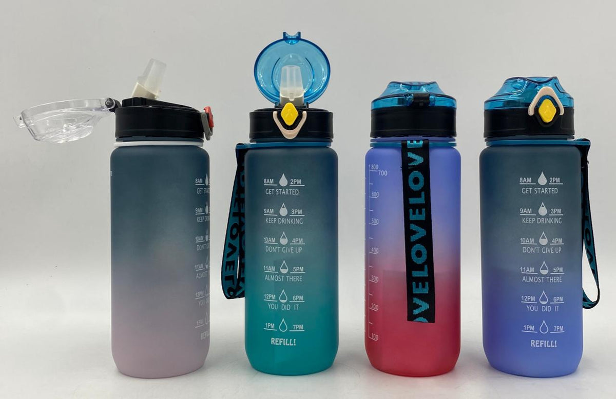 GENERIC Water Bottle 2252P Two Tone Plastic 800ML 7 X 23.2CM Large / White Base