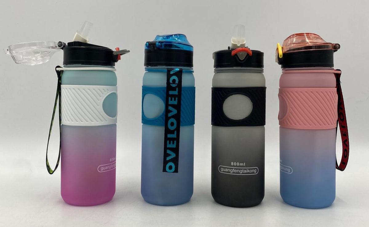 GENERIC Water Bottle 2237P Two Tone Plastic 800ML 6.5 X 23.6CM Large / Blue Cap