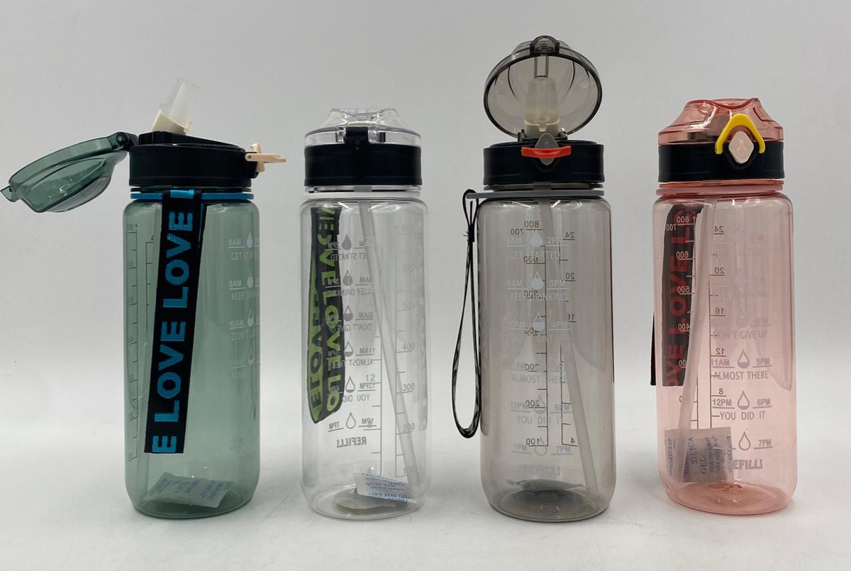 GENERIC Water Bottle 2252 Clear Plastic 800ML 7 X 23.2CM Large / White / Black / White / Pink