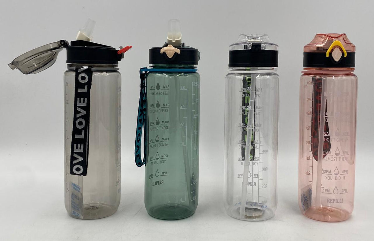 GENERIC Water Bottle 2253 Clear Plastic 900ML 7 X 25.3CM Large