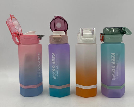 GENERIC Water Bottle 6662P Two Tone Plastic 800ML 8 X 22.8CM Large / Green Cap