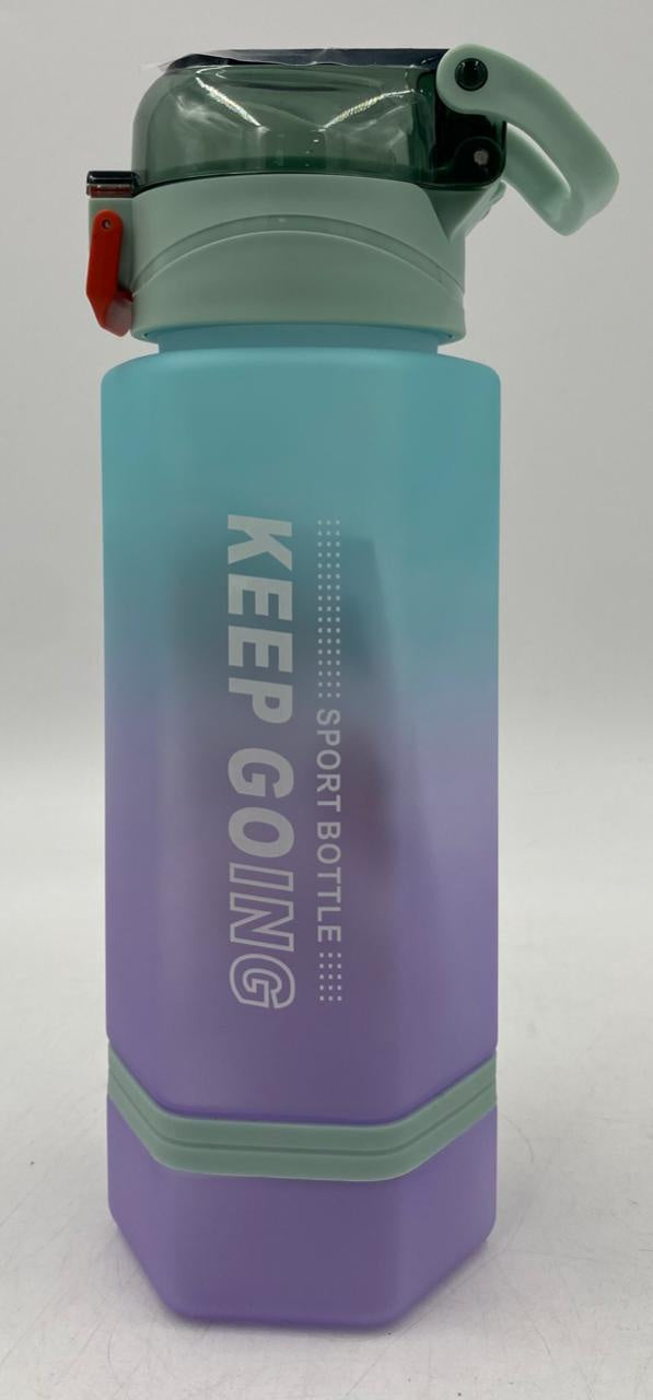 GENERIC Water Bottle 6662P Two Tone Plastic 800ML 8 X 22.8CM Large / Green Cap