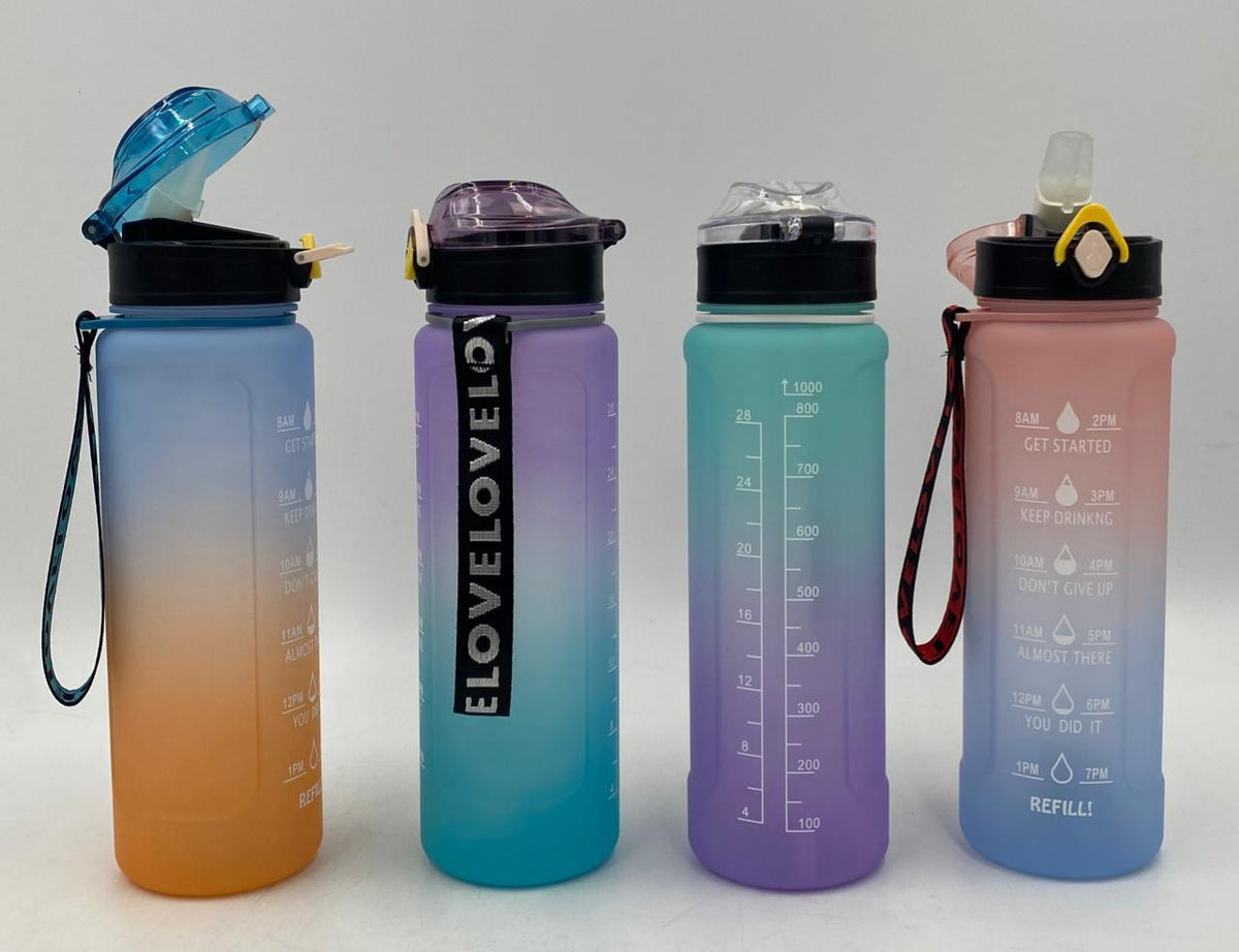GENERIC Water Bottle 2259 Two Tone Plastic 1000ML 7.5 X 26.5CM Large / Blue Cap / Blue Cap / Blue Cap