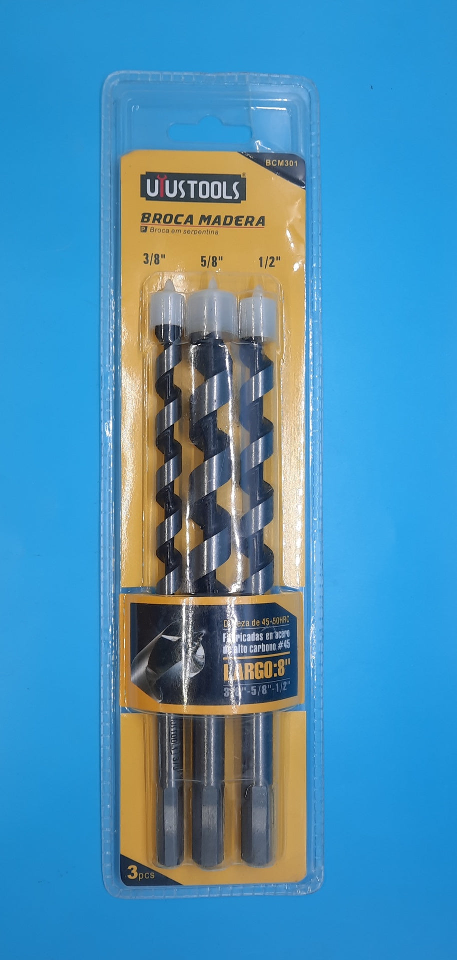 USTOOLS Auger Bit Set 3PCS BCM301 3/8"/5/8"/1/2" Wood