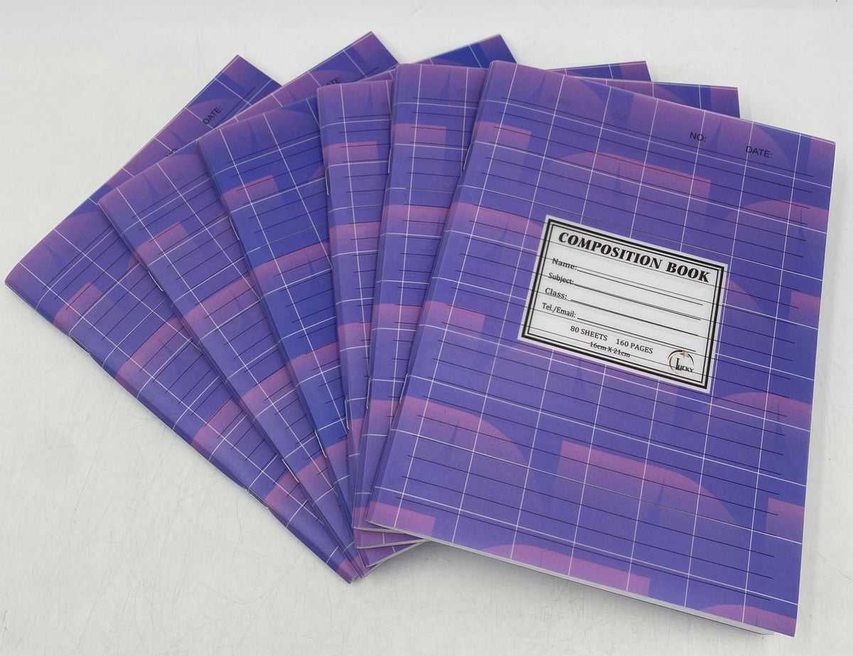 Stationery Exercise Book 80 Sheets 160 Pages 16CM X 21CM Composition Book Y32/CB-44 Soft Cover Lucky