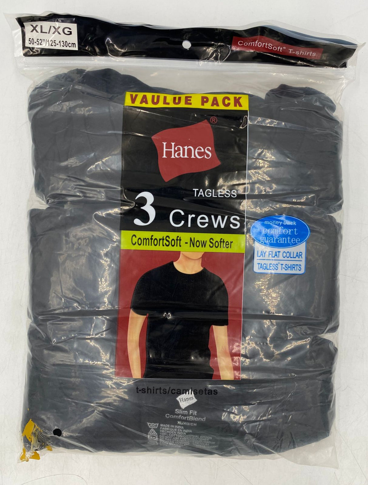 GENERIC Men Hanes T-SHIRT Black 3PACK Tagless Comfortsoft ( ) / X-LARGE