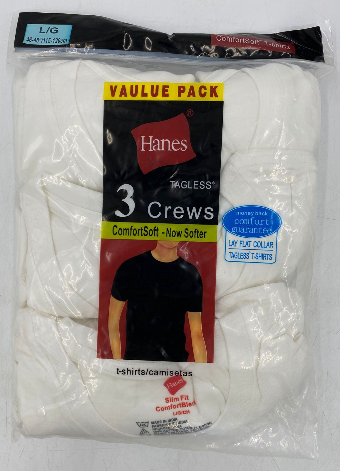 GENERIC Men Hanes T-SHIRT White 3PACK Tagless Comfortsoft ( )