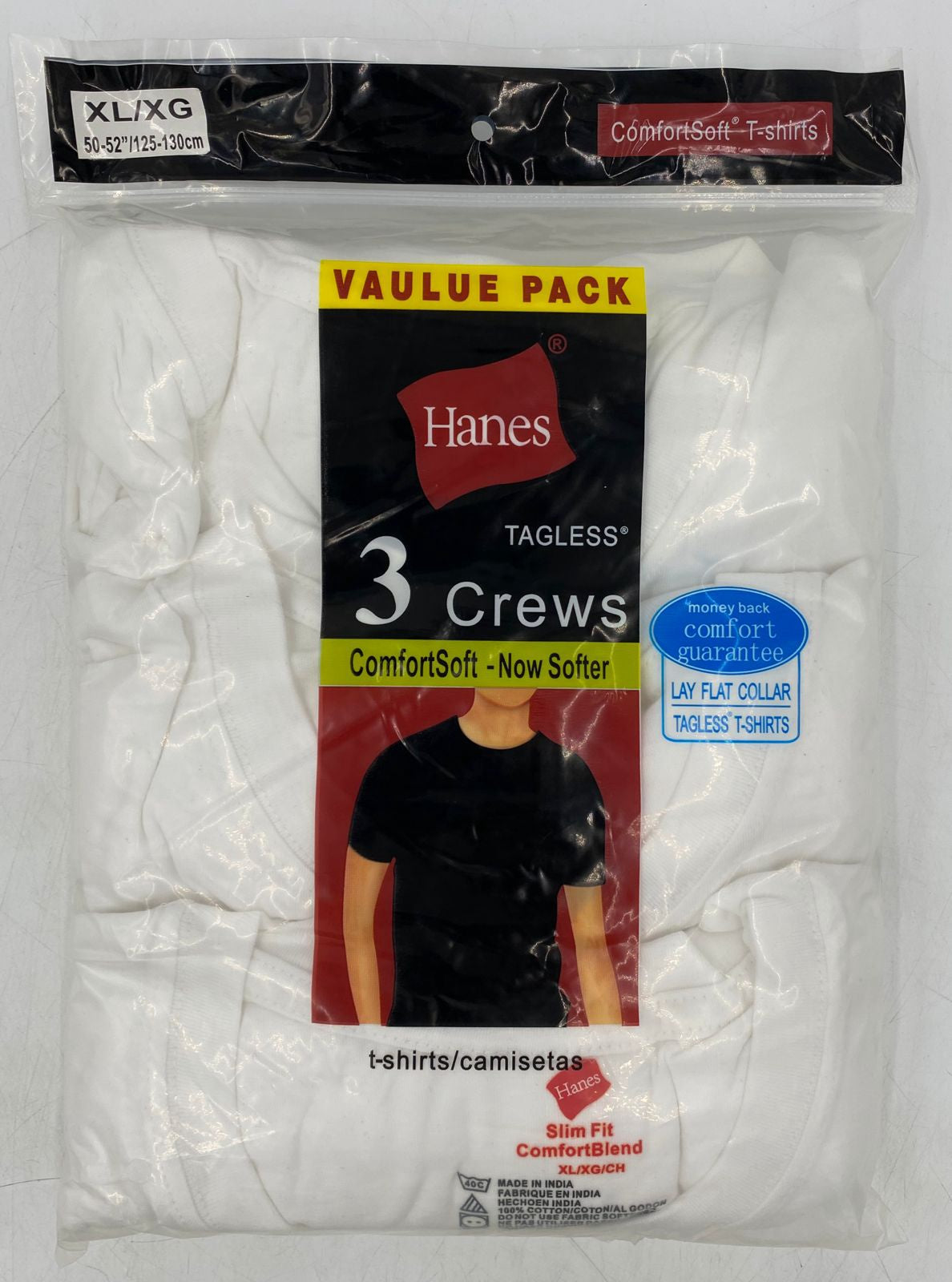 GENERIC Men Hanes T-SHIRT White 3PACK Tagless Comfortsoft ( )
