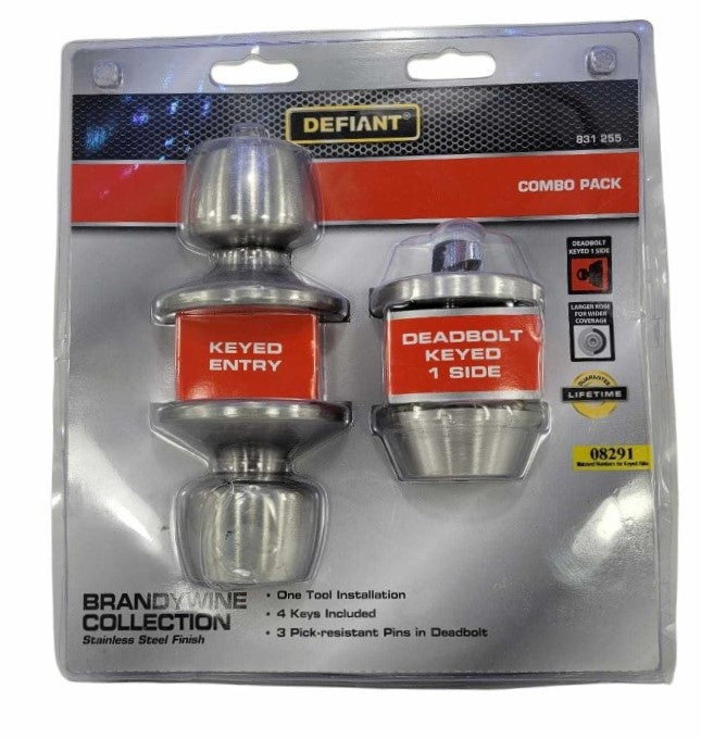 DEFIANT Lock Knob Combo Pack #831 255 Silver